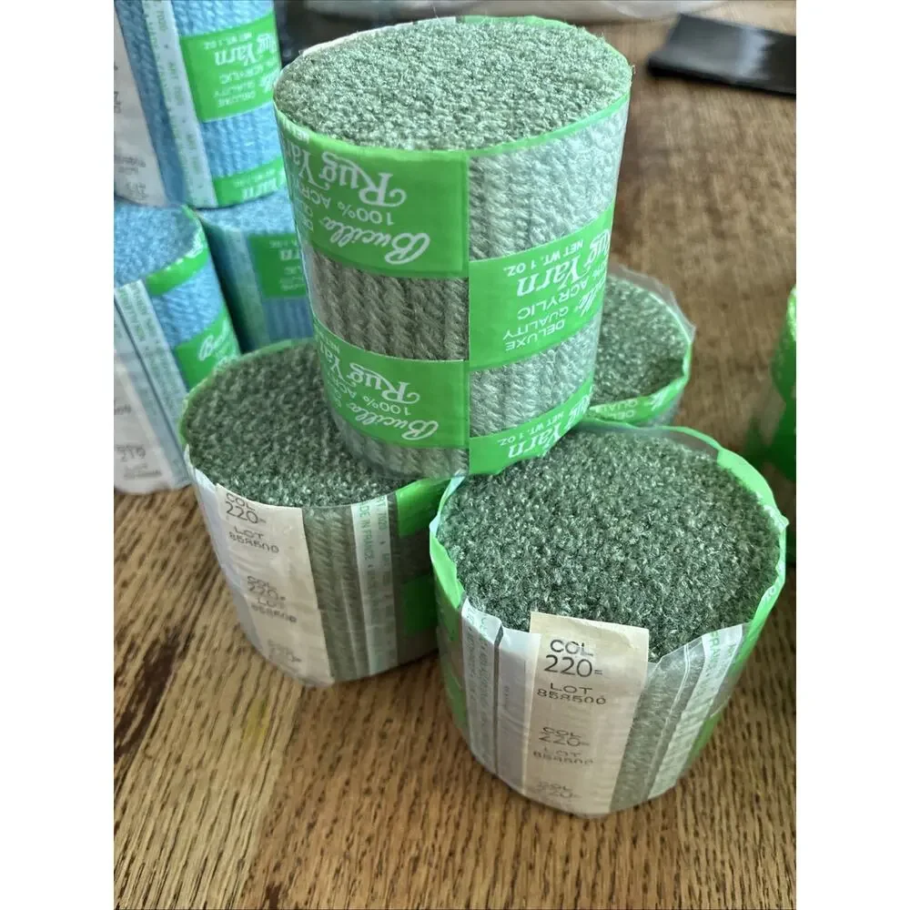 NEW Lot 16 X Vintage Bucilla Acrylic Latch Hook Rug Yarn Blue Green Tan